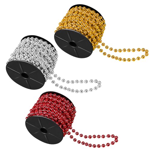 Perlenband 10M, Perlenkette Perlengirlande 8mm Kunstperlen Perlen mit Schere für DIY Handwerk Basteln Party Tischdeko Hochzeit (3Pack Künstliche Perlenkette) von FAMSTURLON