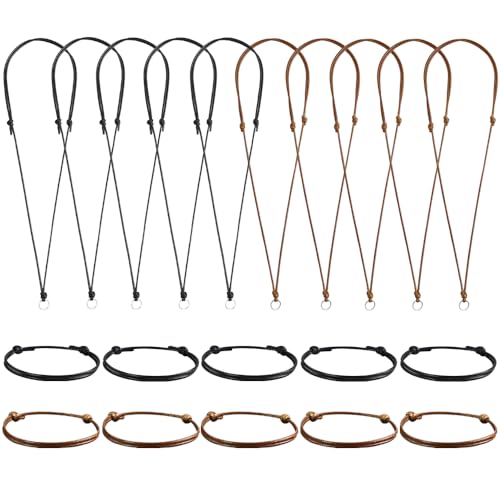 Halskettenschnur für Anhänger, Halskette, Schnur, verstellbar, geknotet, handgefertigt, mit Metallring zum Aufhängen von Anhängern, Seil, schwarze Halskettenschnur (Stil 10), 20 Stück von FANASY