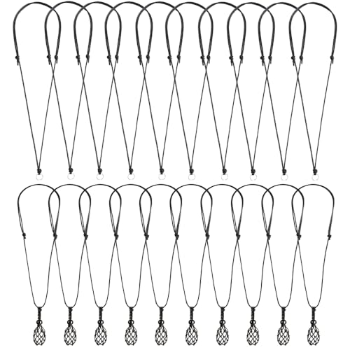 Halskettenschnur für Anhänger, Halskette, Schnur, verstellbar, geknotet, handgefertigt, mit Metallring zum Aufhängen von Anhängern, Seil, schwarze Halskettenschnur (Stil 9), 20 Stück von FANASY