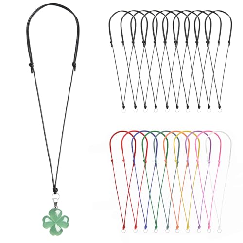 Halskettenschnur für Anhänger, Halskette, Schnur, verstellbar, geknotet, handgefertigt, mit Metallring zum Aufhängen von Anhängern, Seil, schwarze Kordel, 20 Stück Halskettenschnur für Anhänger, Halskette, Schnur, verstellbar, geknotet, handgefertigt, mit Metallring zum Aufhängen von Anhängern, Seil, schwarze Kordel, 20 Stück von FANASY