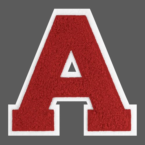 FANCIBAND 11,4 cm rote Buchstaben zum Aufbügeln für Kleidung, Letterman, Jacke, Patch, Chenille, Buchstabenaufnäher, Jacke, Hoodie, Varsity A von FANCIBAND