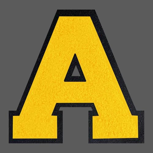 FANCIBAND 15,2 cm gelbe Buchstaben zum Aufbügeln, Varsity-Buchstaben, große Chenille-Buchstaben zum Aufbügeln, für Kleidung, Jersey, T-Shirt, Jacke, Kapuzenpullover, Varsity A von FANCIBAND