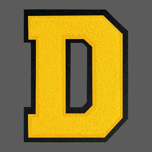 FANCIBAND 15,2 cm gelbe Buchstaben zum Aufbügeln, Varsity-Buchstaben, große Chenille-Buchstaben zum Aufbügeln, für Kleidung, Jersey, T-Shirt, Jacke, Kapuzenpullover, Varsity D FANCIBAND 15,2 cm gelbe Buchstaben zum Aufbügeln, Varsity-Buchstaben, große Chenille-Buchstaben zum Aufbügeln, für Kleidung, Jersey, T-Shirt, Jacke, Kapuzenpullover, Varsity D von FANCIBAND