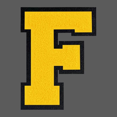FANCIBAND 15,2 cm gelbe Buchstaben zum Aufbügeln, Varsity-Buchstaben, große Chenille-Buchstaben zum Aufbügeln, für Kleidung, Jersey, T-Shirt, Jacke, Kapuzenpullover, Varsity F von FANCIBAND