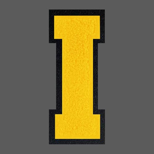 FANCIBAND 15,2 cm gelbe Buchstaben zum Aufbügeln, Varsity-Buchstaben, große Chenille-Buchstaben zum Aufbügeln, für Kleidung, Jersey, T-Shirt, Jacke, Kapuzenpullover, Varsity I von FANCIBAND