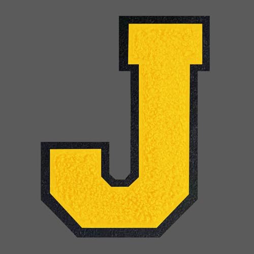 FANCIBAND 15,2 cm gelbe Buchstaben zum Aufbügeln, Varsity-Buchstaben, große Chenille-Buchstaben zum Aufbügeln, für Kleidung, Jersey, T-Shirt, Jacke, Kapuzenpullover, Varsity J von FANCIBAND