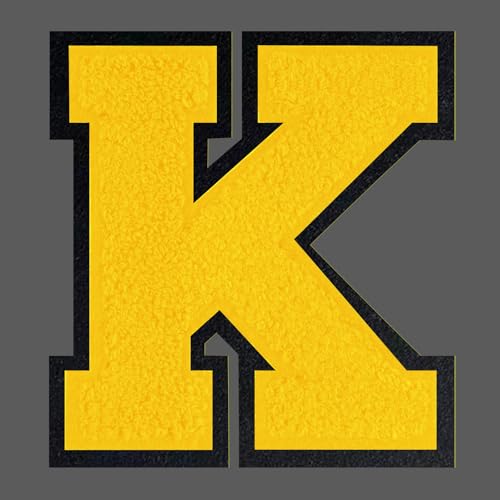 FANCIBAND 15,2 cm gelbe Buchstaben zum Aufbügeln, Varsity-Buchstaben, große Chenille-Buchstaben zum Aufbügeln, für Kleidung, Jersey, T-Shirt, Jacke, Kapuzenpullover, Varsity K von FANCIBAND