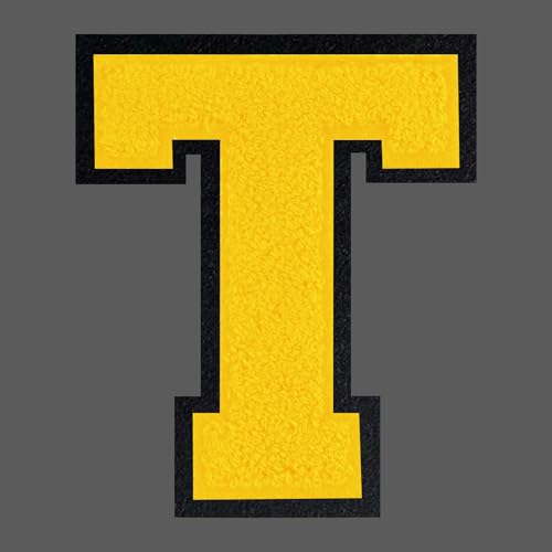 FANCIBAND 15,2 cm gelbe Buchstaben zum Aufbügeln, Varsity-Buchstaben, große Chenille-Buchstaben zum Aufbügeln, für Kleidung, Jersey, T-Shirt, Jacke, Kapuzenpullover, Varsity T von FANCIBAND