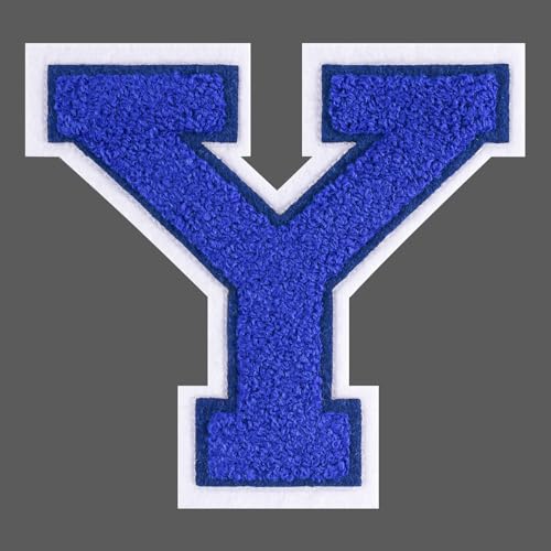 FANCIBAND 15,2 cm große blaue Buchstaben zum Aufbügeln auf Varsity-Buchstaben aus Chenille, zum Aufbügeln für Kleidung, Jersey, T-Shirt, Jacke, Hoodie, Varsity Y von FANCIBAND