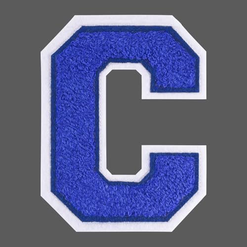 FANCIBAND 15,2 cm große blaue Buchstaben zum Aufbügeln auf Varsity-Buchstaben aus Chenille, zum Aufbügeln für Kleidung, Jersey, T-Shirt, Jacke, Kapuzenpullover, Varsity C von FANCIBAND