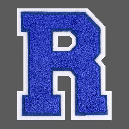 FANCIBAND 15,2 cm große blaue Buchstaben zum Aufbügeln auf Varsity-Buchstaben aus Chenille, zum Aufbügeln für Kleidung, Jersey, T-Shirt, Jacke, Kapuzenpullover, Varsity R von FANCIBAND