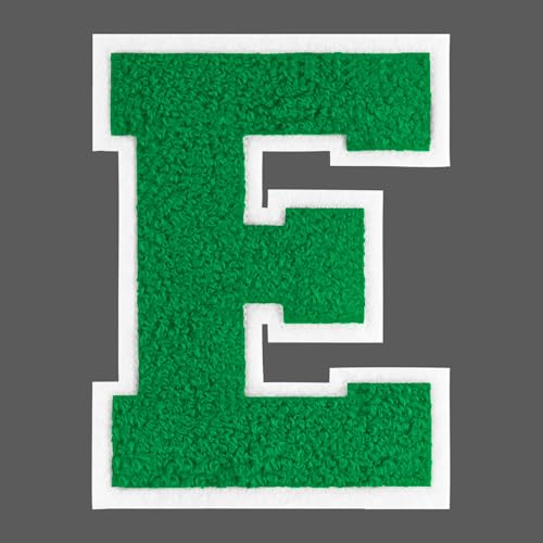 FANCIBAND 15,2 cm große grüne Buchstaben zum Aufbügeln mit Varsity-Buchstaben aus Chenille, zum Aufbügeln für Kleidung, Jersey, T-Shirt, Jacke, Kapuzenpullover, Varsity E FANCIBAND 15,2 cm große grüne Buchstaben zum Aufbügeln mit Varsity-Buchstaben aus Chenille, zum Aufbügeln für Kleidung, Jersey, T-Shirt, Jacke, Kapuzenpullover, Varsity E von FANCIBAND
