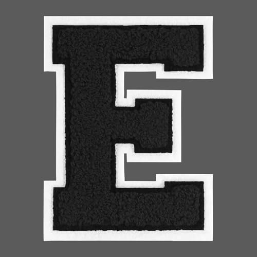 FANCIBAND 15,2 cm große schwarze Buchstaben zum Aufbügeln auf Varsity-Buchstaben aus Chenille, zum Aufbügeln für Kleidung, Jersey, T-Shirt, Jacke, Kapuzenpullover, Varsity E FANCIBAND 15,2 cm große schwarze Buchstaben zum Aufbügeln auf Varsity-Buchstaben aus Chenille, zum Aufbügeln für Kleidung, Jersey, T-Shirt, Jacke, Kapuzenpullover, Varsity E von FANCIBAND