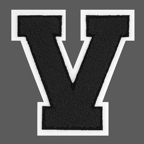 FANCIBAND 15,2 cm große schwarze Buchstaben zum Aufbügeln auf Varsity-Buchstaben aus Chenille, zum Aufbügeln für Kleidung, Jersey, T-Shirt, Jacke, Kapuzenpullover, Varsity V FANCIBAND 15,2 cm große schwarze Buchstaben zum Aufbügeln auf Varsity-Buchstaben aus Chenille, zum Aufbügeln für Kleidung, Jersey, T-Shirt, Jacke, Kapuzenpullover, Varsity V von FANCIBAND