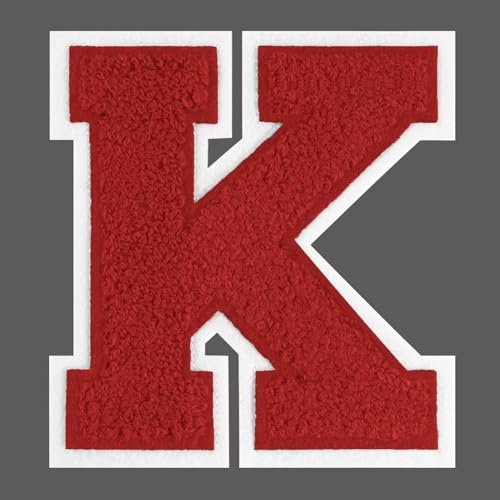 FANCIBAND 15,2 cm rote Buchstaben zum Aufbügeln, Varsity-Buchstaben, große Chenille-Buchstaben zum Aufbügeln, für Kleidung, Jersey, T-Shirt, Jacke, Kapuzenpullover, Varsity K FANCIBAND 15,2 cm rote Buchstaben zum Aufbügeln, Varsity-Buchstaben, große Chenille-Buchstaben zum Aufbügeln, für Kleidung, Jersey, T-Shirt, Jacke, Kapuzenpullover, Varsity K von FANCIBAND