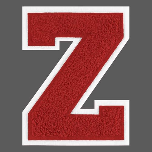 FANCIBAND 15,2 cm rote Buchstaben zum Aufbügeln, Varsity-Buchstaben, große Chenille-Buchstaben zum Aufbügeln, für Kleidung, Jersey, T-Shirt, Jacke, Kapuzenpullover, Varsity Z FANCIBAND 15,2 cm rote Buchstaben zum Aufbügeln, Varsity-Buchstaben, große Chenille-Buchstaben zum Aufbügeln, für Kleidung, Jersey, T-Shirt, Jacke, Kapuzenpullover, Varsity Z von FANCIBAND