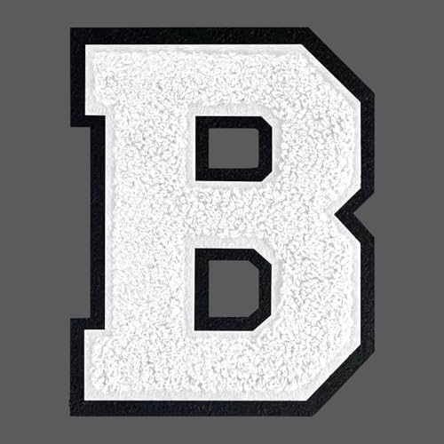 FANCIBAND 15,2 cm weiße Buchstaben zum Aufbügeln, Varsity-Buchstaben, große Chenille-Buchstaben zum Aufbügeln, für Kleidung, Jersey, T-Shirt, Jacke, Kapuzenpullover, Varsity B von FANCIBAND
