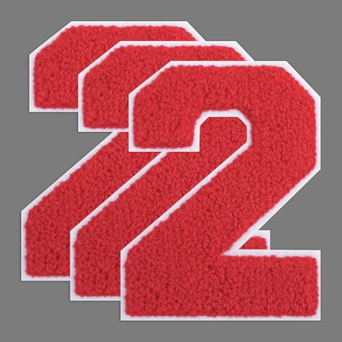 FANCIBAND 3 Stück 11,4 cm rote Zahlen zum Aufbügeln für Jersey, Letterman, Jacke, Jacke, Chenille, zum Aufbügeln auf Kleidung, Jacke, Kapuzenpullover, Varsity 2 FANCIBAND 3 Stück 11,4 cm rote Zahlen zum Aufbügeln für Jersey, Letterman, Jacke, Jacke, Chenille, zum Aufbügeln auf Kleidung, Jacke, Kapuzenpullover, Varsity 2 von FANCIBAND