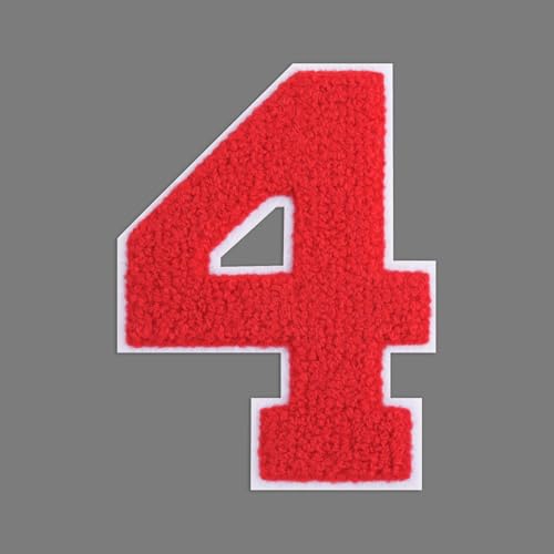 FANCIBAND 4,5 Zoll rote große Aufbügler Zahlen Letterman Jacke Patches Chenille Nummer Aufbügler Patches für Jersey Jacke Hoodie Varsity Shirt 4 FANCIBAND 4,5 Zoll rote große Aufbügler Zahlen Letterman Jacke Patches Chenille Nummer Aufbügler Patches für Jersey Jacke Hoodie Varsity Shirt 4 von FANCIBAND