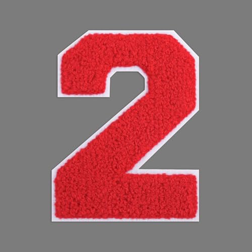 FANCIBAND Aufnäher zum Aufbügeln mit Zahlen zum Aufbügeln, Chenille-Nummer, für Jersey, Jacke, Kapuzenpullover, Varsity-Shirt, 11,4 cm, Rot FANCIBAND Aufnäher zum Aufbügeln mit Zahlen zum Aufbügeln, Chenille-Nummer, für Jersey, Jacke, Kapuzenpullover, Varsity-Shirt, 11,4 cm, Rot von FANCIBAND