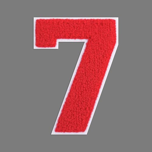 FANCIBAND Aufnäher zum Aufbügeln mit Zahlen zum Aufbügeln, Chenille-Nummer, zum Aufbügeln, für Jersey, Jacke, Kapuzenpullover, Varsity-Shirt, 11,4 cm, Rot FANCIBAND Aufnäher zum Aufbügeln mit Zahlen zum Aufbügeln, Chenille-Nummer, zum Aufbügeln, für Jersey, Jacke, Kapuzenpullover, Varsity-Shirt, 11,4 cm, Rot von FANCIBAND