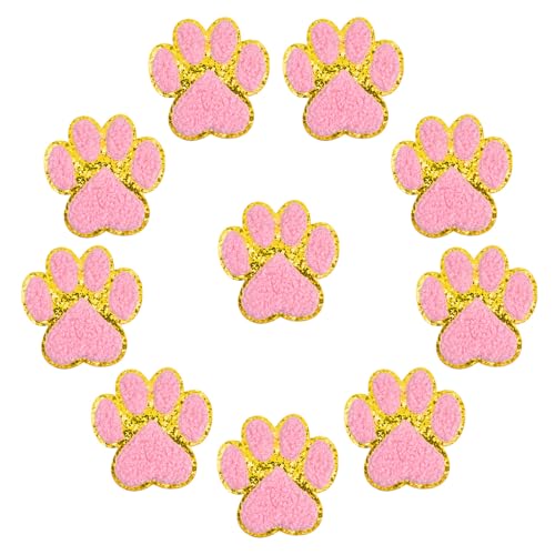 FANCIBAND Chenille-Patches mit Pfotenabdruck, selbstklebend, mit Pailletten, zum Aufkleben, für Taschen, Rucksäcke, Hüte, Jeans, Jacken, Kleidung, Rosa, 7,9 cm, 10 Stück FANCIBAND Chenille-Patches mit Pfotenabdruck, selbstklebend, mit Pailletten, zum Aufkleben, für Taschen, Rucksäcke, Hüte, Jeans, Jacken, Kleidung, Rosa, 7,9 cm, 10 Stück von FANCIBAND