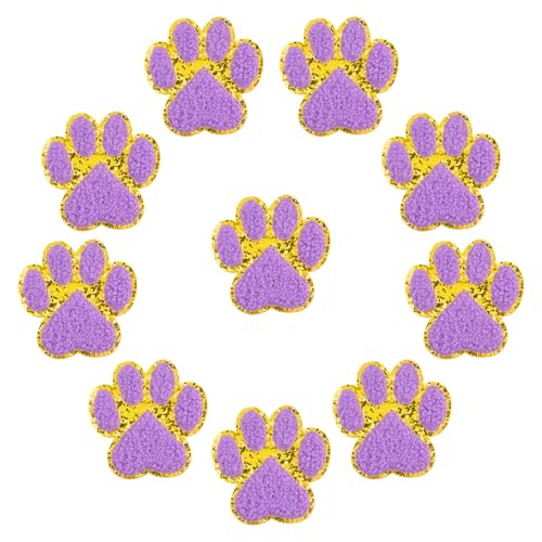 FANCIBAND Chenille-Patches mit Pfotenabdruck, selbstklebend, mit Pailletten, zum Aufkleben, für Taschen, Rucksäcke, Hüte, Jeans, Jacken, Kleidung, Violett, 7,9 cm, 10 Stück FANCIBAND Chenille-Patches mit Pfotenabdruck, selbstklebend, mit Pailletten, zum Aufkleben, für Taschen, Rucksäcke, Hüte, Jeans, Jacken, Kleidung, Violett, 7,9 cm, 10 Stück von FANCIBAND