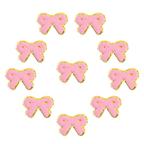 FANCIBAND Chenille-Patches mit Schleife, selbstklebend, mit Pailletten, zum Aufkleben, für Taschen, Rucksack, Hüte, Jeans, Jacken, Kleidung, Rosa, 7,9 cm, 10 Stück FANCIBAND Chenille-Patches mit Schleife, selbstklebend, mit Pailletten, zum Aufkleben, für Taschen, Rucksack, Hüte, Jeans, Jacken, Kleidung, Rosa, 7,9 cm, 10 Stück von FANCIBAND