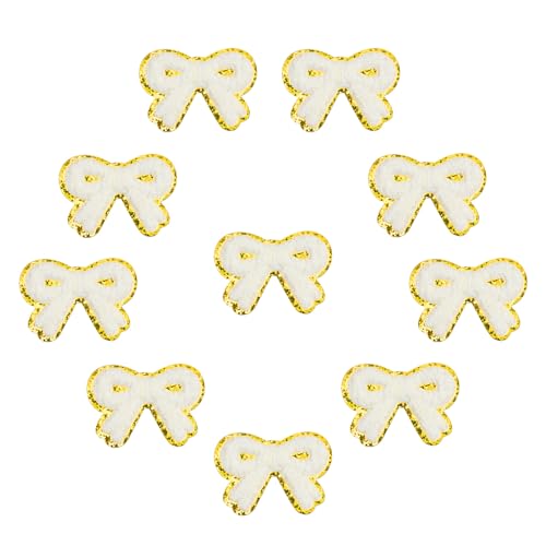 FANCIBAND Chenille-Patches mit Schleife, selbstklebend, mit Pailletten, zum Aufkleben, für Taschen, Rucksack, Hüte, Jeans, Jacken, Kleidung, Weiß, 7,9 cm, 10 Stück FANCIBAND Chenille-Patches mit Schleife, selbstklebend, mit Pailletten, zum Aufkleben, für Taschen, Rucksack, Hüte, Jeans, Jacken, Kleidung, Weiß, 7,9 cm, 10 Stück von FANCIBAND