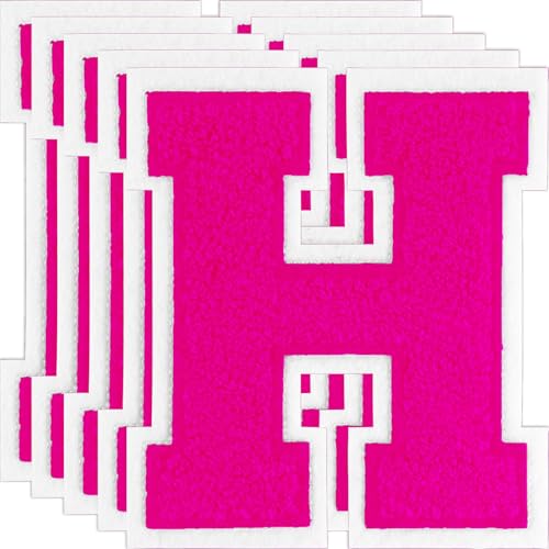 FANCIBAND Letterman-Jacken-Flicken zum Aufbügeln, 11,4 cm, Rosa, zum Aufbügeln, Chenille, Varsity-Buchstaben, Patch für Kleidung, Jacke, Kapuzenpullover, Varsity H, 5 Stück von FANCIBAND