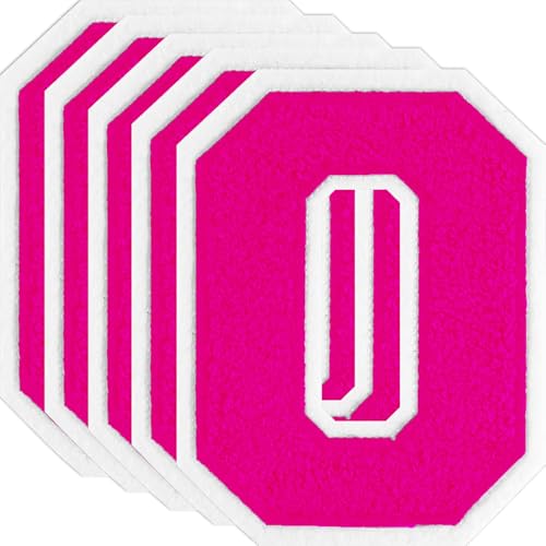 FANCIBAND Letterman Jacken-Flicken zum Aufbügeln, 11,4 cm, für Kleidung, Jacken, Kapuzenpullover, Varsity O, Rosa, 5 Stück von FANCIBAND