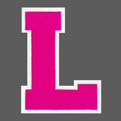 FANCIBAND Letterman-Jacken-Flicken zum Aufbügeln, 11,4 cm, rosa Buchstaben zum Aufbügeln, Chenille, Varsity-Buchstaben, Patch für Kleidung, Jacke, Kapuzenpullover, Größe L von FANCIBAND