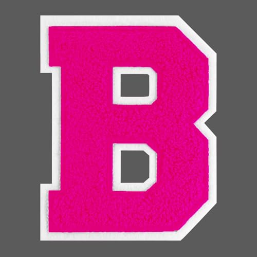 FANCIBAND Letterman-Jacken-Flicken zum Aufbügeln, 11,4 cm, rosa Buchstaben zum Aufbügeln, Chenille, Varsity-Buchstaben, Patch für Kleidung, Jacke, Kapuzenpullover, Varsity B von FANCIBAND