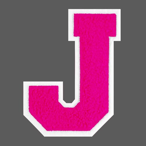 FANCIBAND Letterman-Jacken-Flicken zum Aufbügeln, 11,4 cm, rosa Buchstaben zum Aufbügeln, Chenille, Varsity-Buchstaben, Patch für Kleidung, Jacke, Kapuzenpullover, Varsity J von FANCIBAND