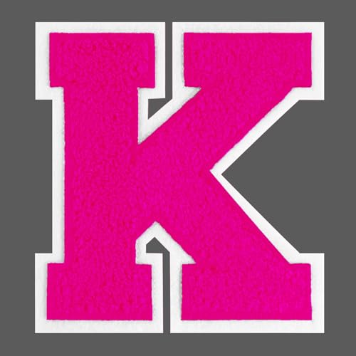 FANCIBAND Letterman-Jacken-Flicken zum Aufbügeln, 11,4 cm, rosa Buchstaben zum Aufbügeln, Chenille, Varsity-Buchstaben, Patch für Kleidung, Jacke, Kapuzenpullover, Varsity K von FANCIBAND