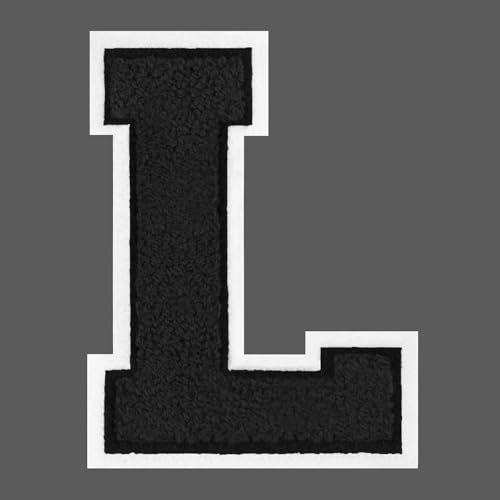 FANCIBAND Letterman-Jacken-Flicken zum Aufbügeln, 11,4 cm, schwarz, Buchstaben zum Aufbügeln, Chenille, Varsity-Buchstaben, Patch für Kleidung, Jacke, Kapuzenpullover, Größe L von FANCIBAND