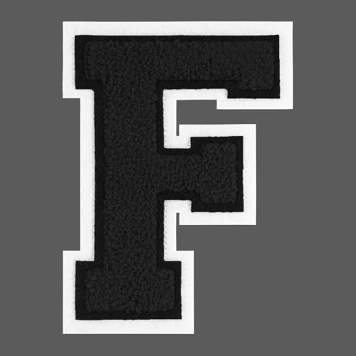 FANCIBAND Letterman-Jacken-Flicken zum Aufbügeln, 11,4 cm, schwarz, Buchstaben zum Aufbügeln, Chenille, Varsity-Buchstaben, Patch für Kleidung, Jacke, Kapuzenpullover, Varsity F FANCIBAND Letterman-Jacken-Flicken zum Aufbügeln, 11,4 cm, schwarz, Buchstaben zum Aufbügeln, Chenille, Varsity-Buchstaben, Patch für Kleidung, Jacke, Kapuzenpullover, Varsity F von FANCIBAND