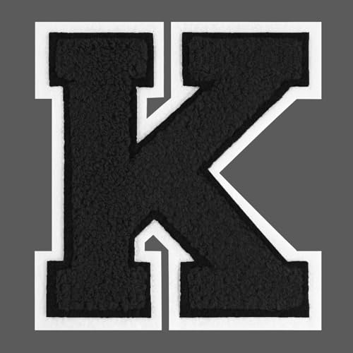 FANCIBAND Letterman-Jacken-Flicken zum Aufbügeln, 11,4 cm, schwarz, Buchstaben zum Aufbügeln, Chenille, Varsity-Buchstaben, Patch für Kleidung, Jacke, Kapuzenpullover, Varsity K FANCIBAND Letterman-Jacken-Flicken zum Aufbügeln, 11,4 cm, schwarz, Buchstaben zum Aufbügeln, Chenille, Varsity-Buchstaben, Patch für Kleidung, Jacke, Kapuzenpullover, Varsity K von FANCIBAND