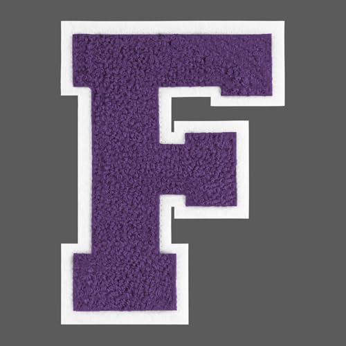 FANCIBAND Letterman-Jacken-Flicken zum Aufbügeln, 11,4 cm, violett, zum Aufbügeln, Chenille, Varsity-Buchstaben, Patch für Kleidung, Jacke, Kapuzenpullover, Varsity F von FANCIBAND