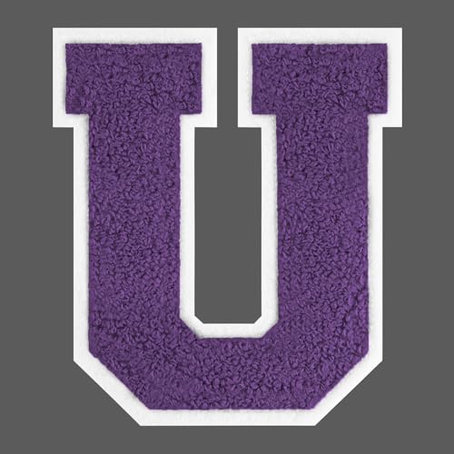 FANCIBAND Letterman-Jacken-Flicken zum Aufbügeln für Kleidung, Chenille, Varsity-Buchstaben, Flicken für Kleidung, Jacke, Hoodie, Varsity U, 11,4 cm, Violett von FANCIBAND