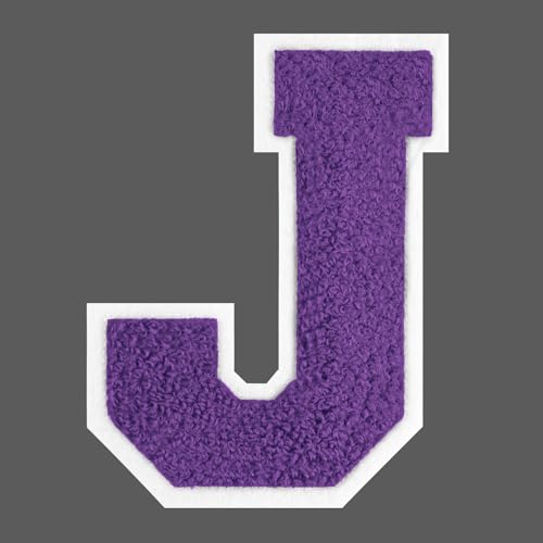 FANCIBAND Letterman-Jacken-Flicken zum Aufbügeln für Kleidung, Chenille, Varsity-Buchstaben, Flicken für Kleidung, Jacke, Kapuzenpullover, Größe J, 11,4 cm, Violett von FANCIBAND