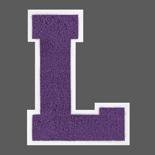 FANCIBAND Letterman-Jacken-Flicken zum Aufbügeln für Kleidung, Chenille, Varsity-Buchstaben, Flicken für Kleidung, Jacke, Kapuzenpullover, Größe L, 11,4 cm, Violett von FANCIBAND