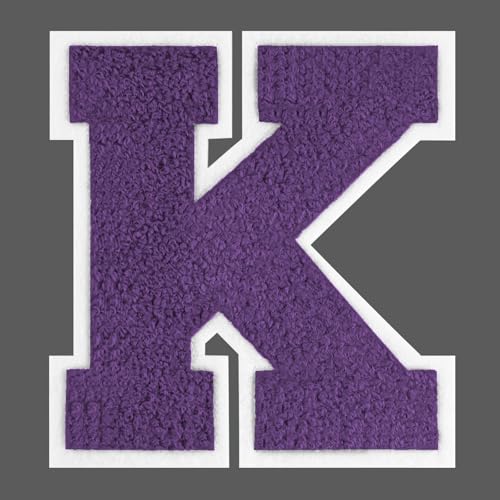 FANCIBAND Letterman-Jacken-Flicken zum Aufbügeln für Kleidung, Chenille, Varsity-Buchstaben, Flicken für Kleidung, Jacke, Kapuzenpullover, Varsity K, 11,4 cm, Violett von FANCIBAND