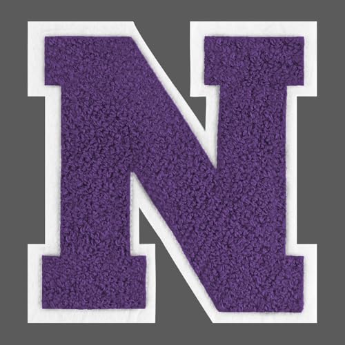 FANCIBAND Letterman-Jacken-Flicken zum Aufbügeln für Kleidung, Chenille, Varsity-Buchstaben, Flicken für Kleidung, Jacke, Kapuzenpullover, Varsity N, 11,4 cm, Violett von FANCIBAND