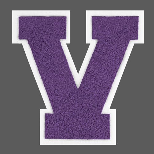 FANCIBAND Letterman-Jacken-Flicken zum Aufbügeln für Kleidung, Chenille, Varsity-Buchstaben, Flicken für Kleidung, Jacke, Kapuzenpullover, Varsity V, 11,4 cm, Violett von FANCIBAND