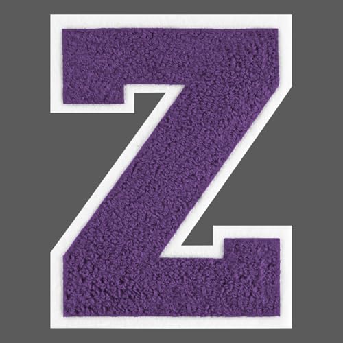 FANCIBAND Letterman-Jacken-Flicken zum Aufbügeln für Kleidung, Chenille, Varsity-Buchstaben, Flicken für Kleidung, Jacke, Kapuzenpullover, Varsity Z, 11,4 cm, Violett von FANCIBAND