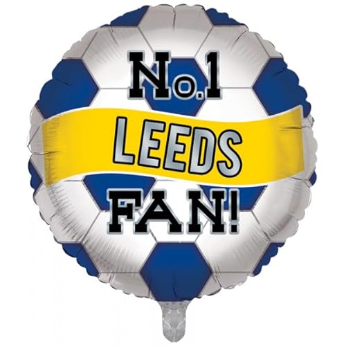 FANCYDRESSCOZ Leeds Ballon Nummer 1 Leeds Fan Geburtstag Folienballon No.1 Leeds Fan Ballon - Marineblau, Gelb und Weiß von FANCYDRESSCOZ