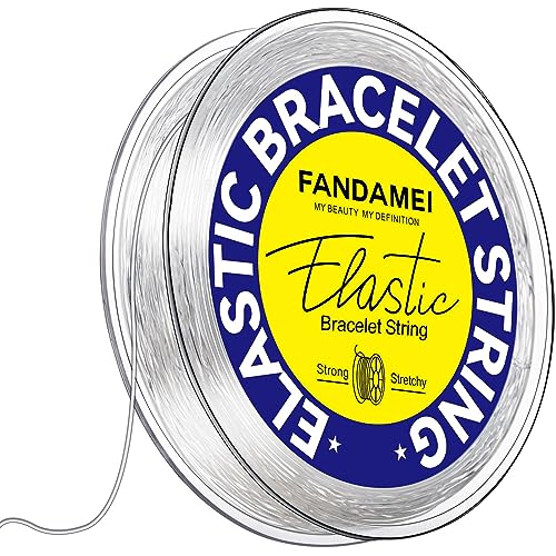 0,8 mm elastische Schnüre für Armbänder, Fandamei Kristall-Stretch-Perlenschnur für Schmuckherstellung, transparente, dehnbare elastische Schnur zum Perlen, transparenter Faden für von FANDAMEI