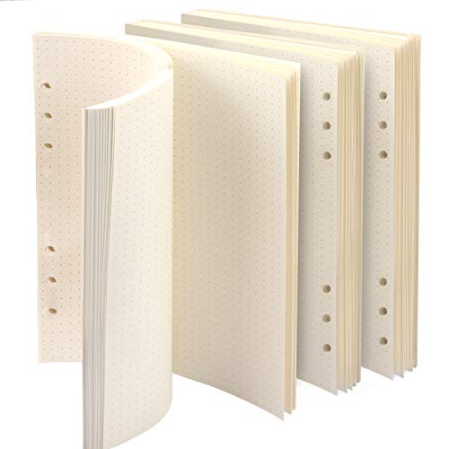 3 Packungen A5 Papier Gepunktet, FANDAMEI 6 Löcher 135 Blätter A5 Nachfüllpapier Nachfüllbare Refill Paper Nachfülleinlagen für A5 Notizbuch, Tagbuch, Skizze, Malerei von FANDAMEI