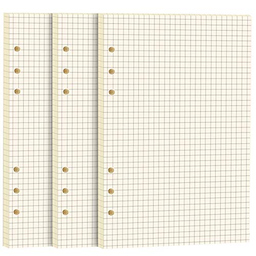 FANDAMEI A5 Papier Kariert, 135 Blätter 6 Löcher A5 Nachfüllpapier Nachfüllbare Refill Paper Nachfülleinlagen für A5 Notizbuch, Tagbuch, Skizze, Malerei von FANDAMEI